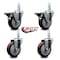 Service Caster 4'' Maroon Polyurethane Wheel Swivel 3/4'' Square Stem Caster Set 2 Brakes, 4PK SCC-SQ20S414-PPUB-MRN-PLB-34-2-S-2 - alternate 3